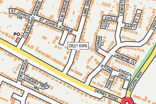 DE21 6WN map - OS OpenMap – Local (Ordnance Survey)