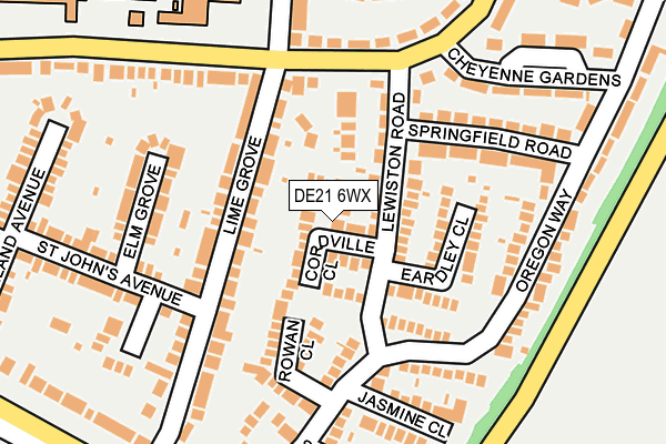 DE21 6WX map - OS OpenMap – Local (Ordnance Survey)