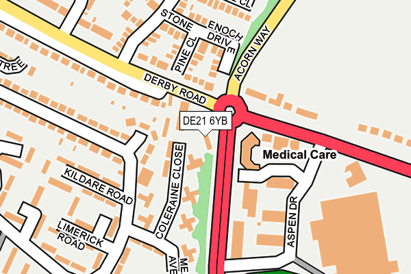 DE21 6YB map - OS OpenMap – Local (Ordnance Survey)