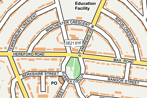 DE21 6YF map - OS OpenMap – Local (Ordnance Survey)
