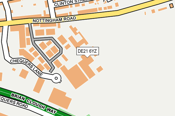 DE21 6YZ map - OS OpenMap – Local (Ordnance Survey)