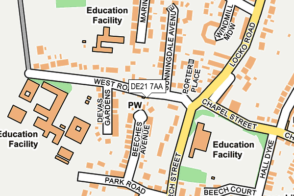DE21 7AA map - OS OpenMap – Local (Ordnance Survey)