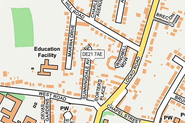 DE21 7AE map - OS OpenMap – Local (Ordnance Survey)