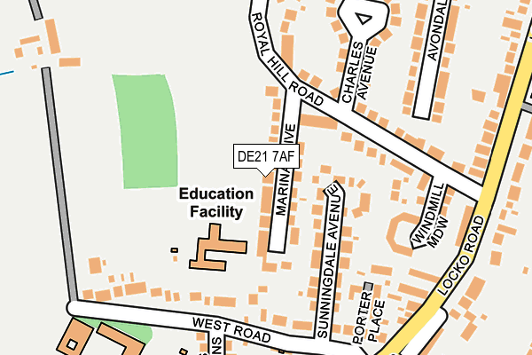 DE21 7AF map - OS OpenMap – Local (Ordnance Survey)