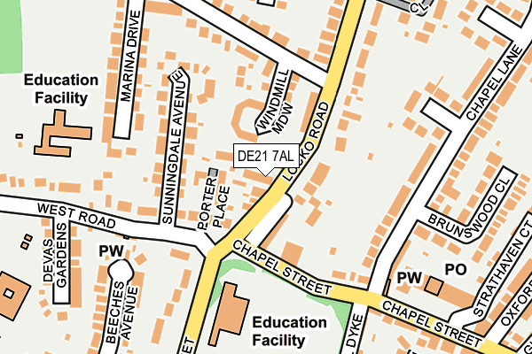 DE21 7AL map - OS OpenMap – Local (Ordnance Survey)