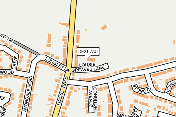 DE21 7AU map - OS OpenMap – Local (Ordnance Survey)