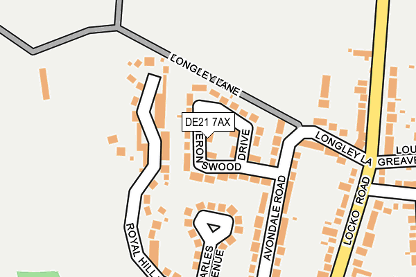 DE21 7AX map - OS OpenMap – Local (Ordnance Survey)