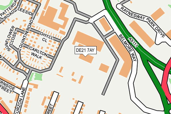 DE21 7AY map - OS OpenMap – Local (Ordnance Survey)