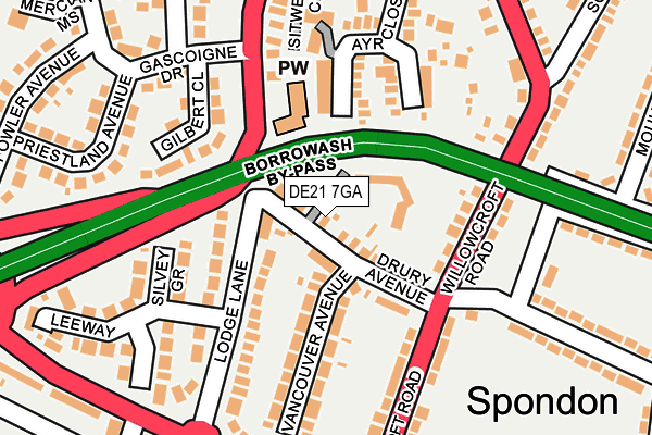 DE21 7GA map - OS OpenMap – Local (Ordnance Survey)