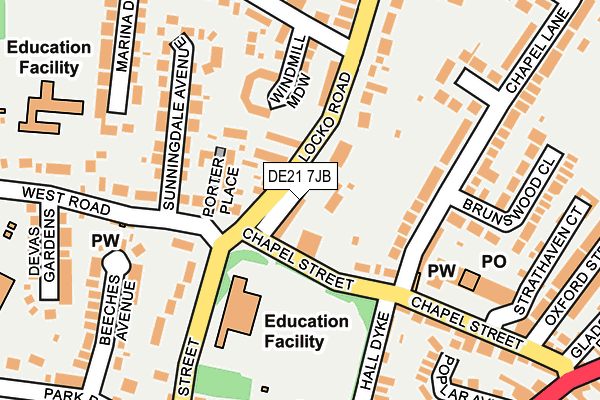 DE21 7JB map - OS OpenMap – Local (Ordnance Survey)