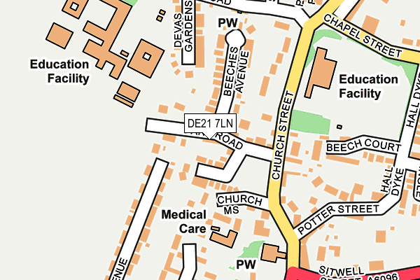 DE21 7LN map - OS OpenMap – Local (Ordnance Survey)