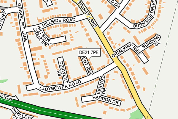 DE21 7PE map - OS OpenMap – Local (Ordnance Survey)