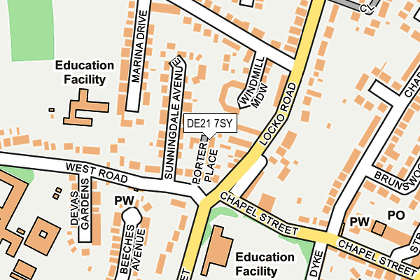 DE21 7SY map - OS OpenMap – Local (Ordnance Survey)
