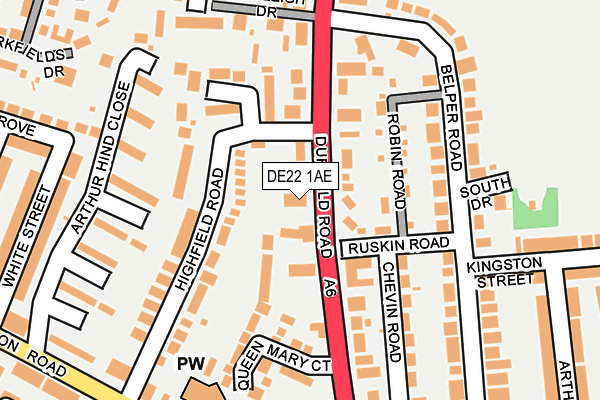 DE22 1AE map - OS OpenMap – Local (Ordnance Survey)