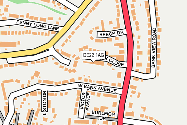 DE22 1AG map - OS OpenMap – Local (Ordnance Survey)