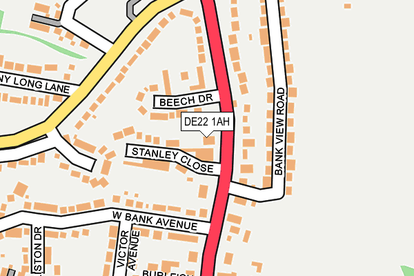 DE22 1AH map - OS OpenMap – Local (Ordnance Survey)
