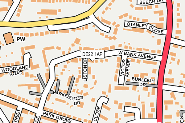 DE22 1AP map - OS OpenMap – Local (Ordnance Survey)