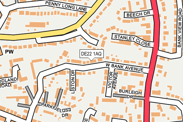 DE22 1AQ map - OS OpenMap – Local (Ordnance Survey)