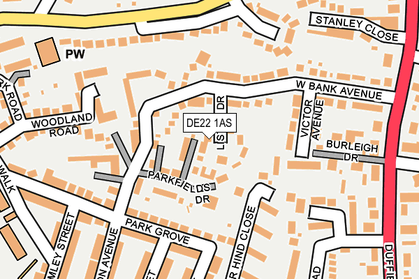DE22 1AS map - OS OpenMap – Local (Ordnance Survey)