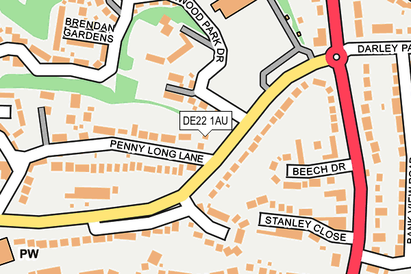 DE22 1AU map - OS OpenMap – Local (Ordnance Survey)