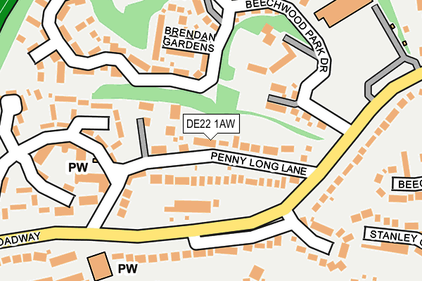 DE22 1AW map - OS OpenMap – Local (Ordnance Survey)