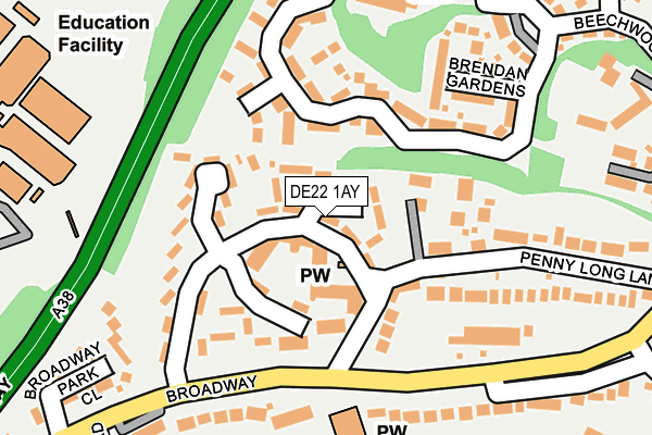 DE22 1AY map - OS OpenMap – Local (Ordnance Survey)