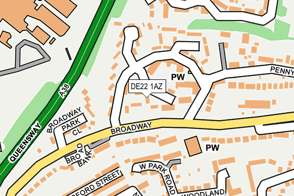 DE22 1AZ map - OS OpenMap – Local (Ordnance Survey)