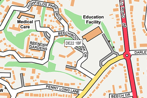 DE22 1BF map - OS OpenMap – Local (Ordnance Survey)