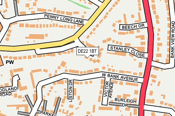 DE22 1BT map - OS OpenMap – Local (Ordnance Survey)