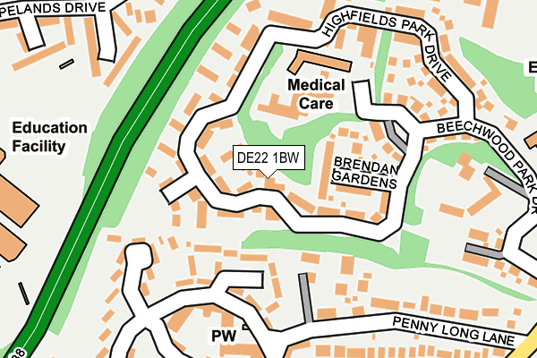 DE22 1BW map - OS OpenMap – Local (Ordnance Survey)