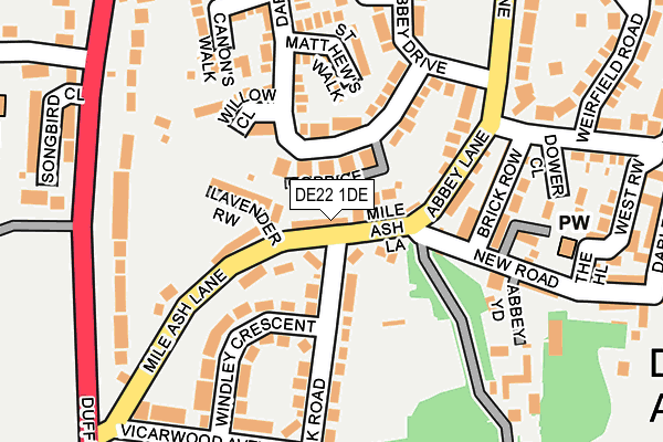 DE22 1DE map - OS OpenMap – Local (Ordnance Survey)