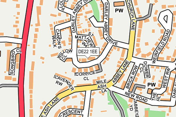 DE22 1EE map - OS OpenMap – Local (Ordnance Survey)