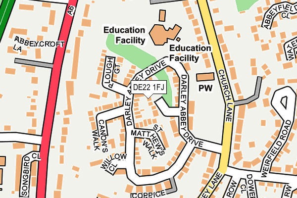 DE22 1FJ map - OS OpenMap – Local (Ordnance Survey)