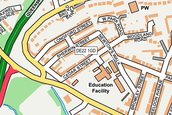 DE22 1GD map - OS OpenMap – Local (Ordnance Survey)