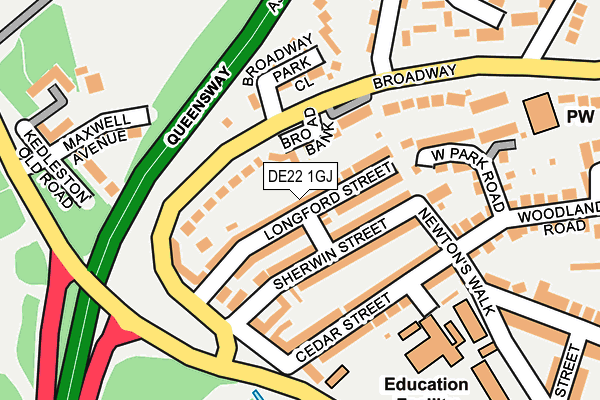 DE22 1GJ map - OS OpenMap – Local (Ordnance Survey)