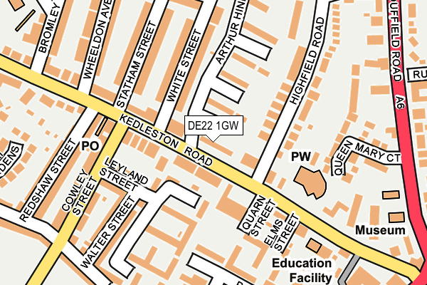 DE22 1GW map - OS OpenMap – Local (Ordnance Survey)