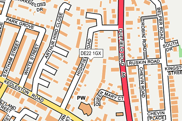 DE22 1GX map - OS OpenMap – Local (Ordnance Survey)