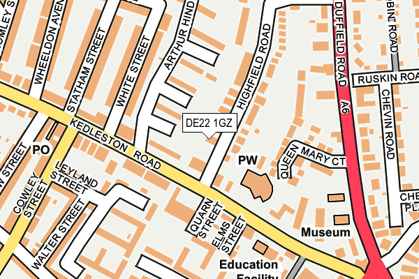 DE22 1GZ map - OS OpenMap – Local (Ordnance Survey)