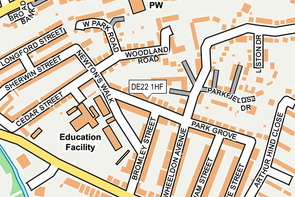 DE22 1HF map - OS OpenMap – Local (Ordnance Survey)