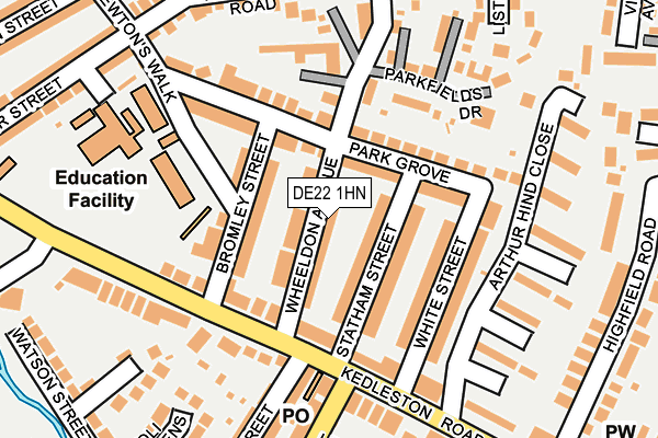DE22 1HN map - OS OpenMap – Local (Ordnance Survey)