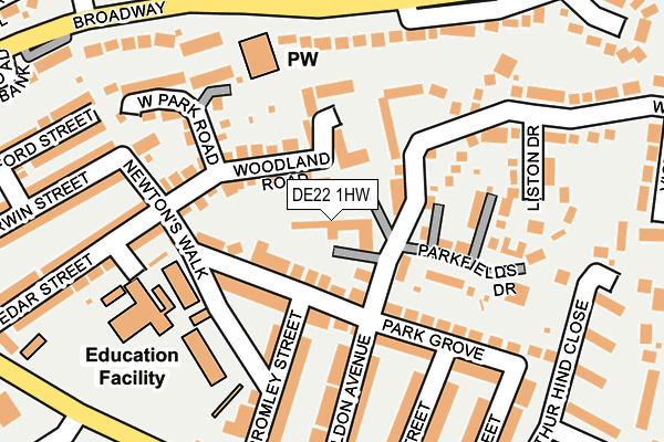 DE22 1HW map - OS OpenMap – Local (Ordnance Survey)