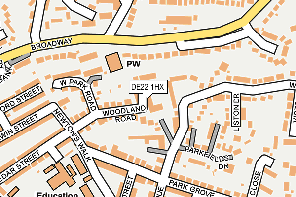 DE22 1HX map - OS OpenMap – Local (Ordnance Survey)