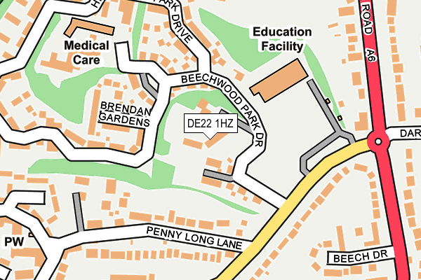 DE22 1HZ map - OS OpenMap – Local (Ordnance Survey)