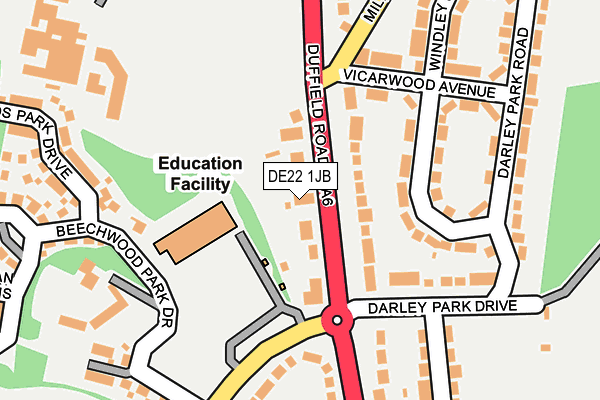 DE22 1JB map - OS OpenMap – Local (Ordnance Survey)