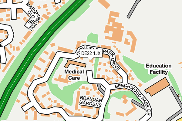 DE22 1JX map - OS OpenMap – Local (Ordnance Survey)