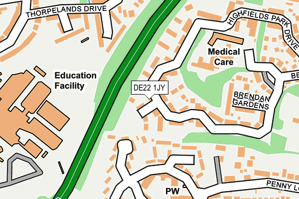 DE22 1JY map - OS OpenMap – Local (Ordnance Survey)