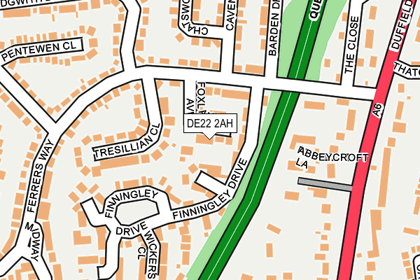 DE22 2AH map - OS OpenMap – Local (Ordnance Survey)