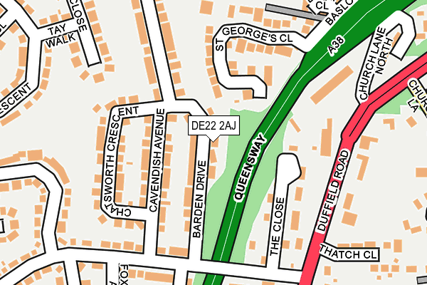 DE22 2AJ map - OS OpenMap – Local (Ordnance Survey)