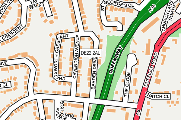 DE22 2AL map - OS OpenMap – Local (Ordnance Survey)