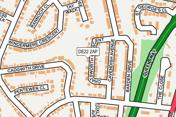 DE22 2AP map - OS OpenMap – Local (Ordnance Survey)